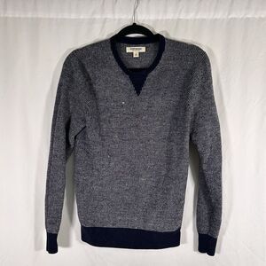 Goodthreads Wool Sweater Men's Small Blue White Knit Long Sleeve Crew Neck